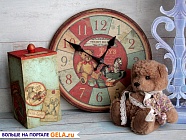 Короб и часы в детскую комнату «Винтажные Мишки»